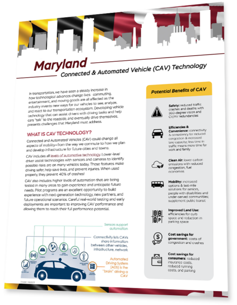 About Maryland CAV | Maryland’s Connected and Automated Vehicle Program